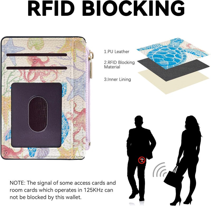 Tipmile Credit Card Holder for Women Slim Minimalist Front Pocket RFID Blocking Wallet Small Compact Card Case with ID Window, Watercolor Turtle - Image 2